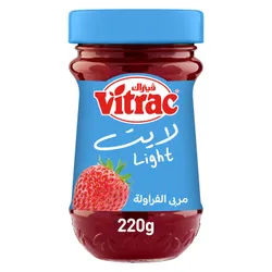 Vitrac Light Strawberry Jam - Preservatives Free, Artificial Flavors Free, Artificial Colors Free - 220 Gr