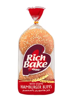 Rich Bake Hamburger Buns With Sesame Seeds (4 Pieces) - 300 Gr