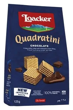 Loacker Quadratini Chocolate Wafer Cubes Filled With Chocolate Cream - Gmo Free - 125 Gr