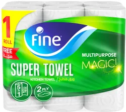 Fine Kitchen Towel Rolls 2Ply (5+1 Free) - 6 X 60 Tissues