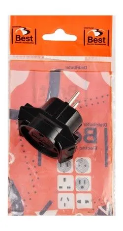 Best 3 Way 2 Pin Electrical Plug Adaptor - Black - 1 Pcs