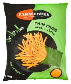 Farm Frites Frozen Thin Cut French Fries - Vegan, Cholesterol Free, Preservatives Free - 2.5 Kg