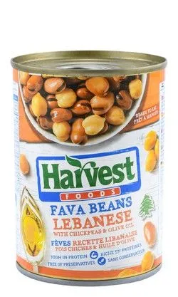 Harvest Foods Foul Lebanese Fava Beans With Chick Peas And Olive Oil - Preservative Free - 400 Gr