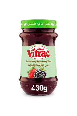 Vitrac Strawberry & Raspberry Jam - Preservatives Free, Artificial Flavors Free, Artificial Colors Free - 430 Gr