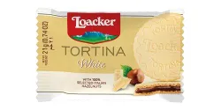Loacker Tortina White Chocolate Coated Wafers With Hazelnut Cream - 21 Gr