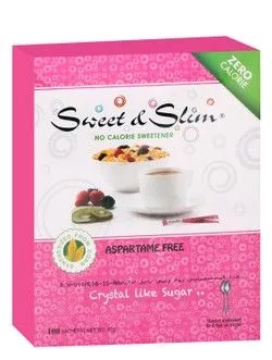 Sweet & Slim Sweetener Sachets - Aspartame Free, Calorie Free - 100 X 80 Gr
