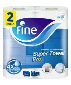 Fine Super Towel Pro Kitchen Rolls 3Ply - 2 X 70 Tissues
