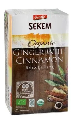 Sekem Organic Ginger With Cinnamon Tea Bags - Pesticide Free, Chemical Free - 25 Per Pack
