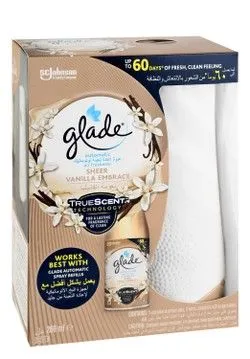 Glade Automatic Air Freshener Spray Sheer Vanilla Embrace Scent With Refill Canister & 2 Aa Batteries - 1 Set