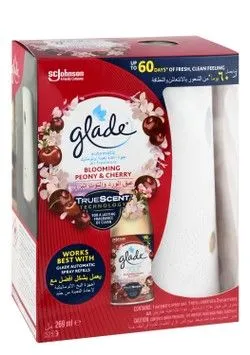 Glade Automatic Air Freshener Spray Blooming Peony & Cherry Scent With Refill Canister & 2 Aa Batteries - 1 Set