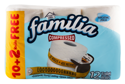 Familia Compressed Toilet Paper Rolls (10+2 Free) - 12 Per Pack