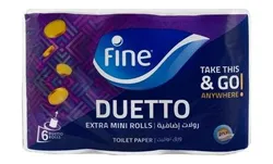 Fine Duetto Toilet Paper Rolls 2Ply - 6 X 380 Tissues