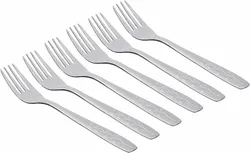 Image Fork Set, 6 Pcs - Silver (Assorted Color And Shape)
