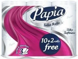 Papia Toilet Paper Rolls Silky Softness 3Ply - 12 Per Pack