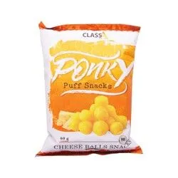 Class A Ponky Cheese Balls Puff Snacks - 60 Gr