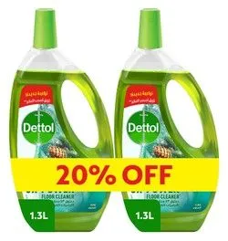 Dettol 4In1 Multipurpose Cleaning Liquid Pine Scent (20% Off) - 2 X 1.3 L