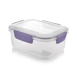 M - Design Food Container Clear With Purple Clips - 1.1 Liter