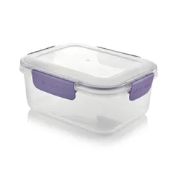 M - Design Food Container Clear With Purple Clips - 1.6L