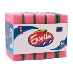 Easy Use Red & Green Cleaning Sponges - 5 Per Pack