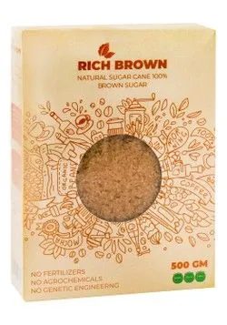 Rich Brown Natural Brown Sugar - Fertilizers Free, Agrochemicals Free, Genetic Engineering Free - 500 Gr