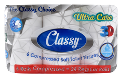 Classy Compressed Soft Toilet Tissue Rolls 3Ply - 6 Per Pack