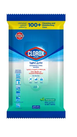 Clorox Disinfecting Wet Wipes Fresh Scent - Bleach Free - 10 Tissues