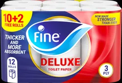 Fine Toilet Tissues Deluxe 3 Ply- 12 Rolls