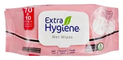 Extra Hygiene Baby Wet Wipes With Vitamin E For Sensitive Skin (70+10 Free) - Alcohol Free, Fragrance Free - 80 Tissues