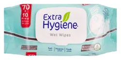 Extra Hygiene Moisturizing Baby Wet Wipes With Vitamin E & Aloe Vera Extracts (70+10 Free) - Alcohol Free - 80 Tissues