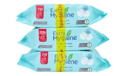 Hygiene Extra Moisturizing Baby Wet Wipes With Aloe Vera Extract & Vitamin E - Alcohol Free - 3 X 80 Tissues