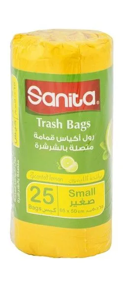 Sanita Small Trash Bags Lemon Scent (65X50Cm) - 25 Per Pack
