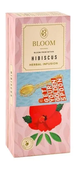 Bloom Hibiscus Herbal Infusion Tea Bags With Free Golden Spoon - 20 Per Pack