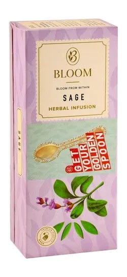 Bloom Sage Herbal Infusion Tea Bags With Free Golden Spoon - 20 Per Pack