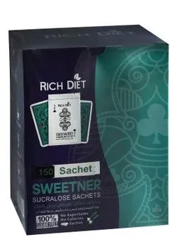 Rich Diet Sucralose Sweetener Sachets - Sugar Free, Preservatives Free, Aspartame Free - 150 Per Pack