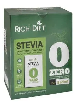 Rich Diet Stevia Sweetener Sachets - Aspartame Free, Calories Free, Sugar Free - 150 Per Pack