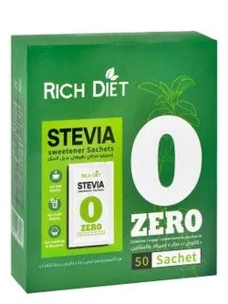 Rich Diet Stevia Sweetener Sachets - Chemical Additives Free, Sugar Free - 50 Per Pack