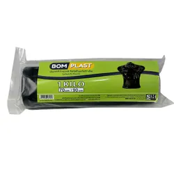Bom Plast Plastic Bags, Black, 1 Kg - 60X70 Cm