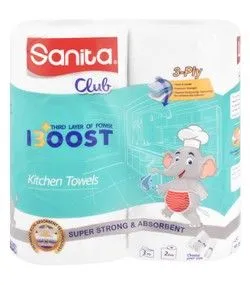 Sanita Club Boost Kitchen Towel Rolls 3Ply - 2 Per Pack