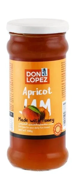 Don Lopez Apricot Jam With Honey - No Added Sugar - 450 Gr