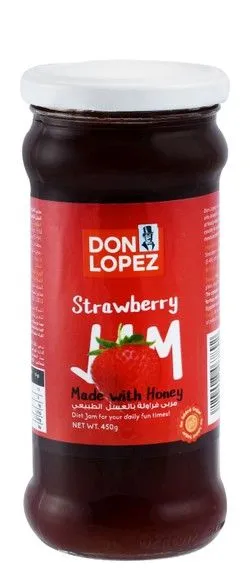Don Lopez Strawberry Jam With Honey - No Added Sugar - 450 Gr