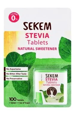 Sekem Stevia Zero Calorie Tablets - Preservative Free, Aspartame Free - 100 Tablets