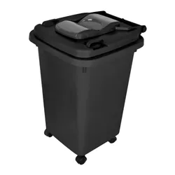 El-Helal Dust Bin With Wheels- Black - 60 Liters