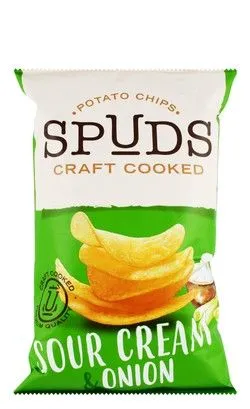 Spuds Craft Cooked Sour Cream & Onion Potato Chips - Artificial Colors Free, Preservatives Free - 50 Gr