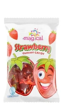 Magical Strawberry Gummy Candy - Gluten Free, Lard Free - 80 Gr
