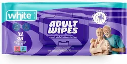White Adult Wet Wipes, 48 Wipes - Xl