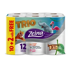 Zeina Trio Toilet Towels Roll - 12Pc