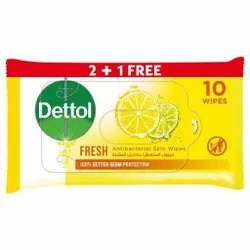 Dettol Fresh Anti - Bacterial Skin Wet Wipes, 10 Wipes - 3 Pcs