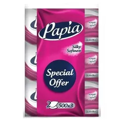 Papia Silky Softness Facial Tissues, 500 Tissue - 3 Pcs