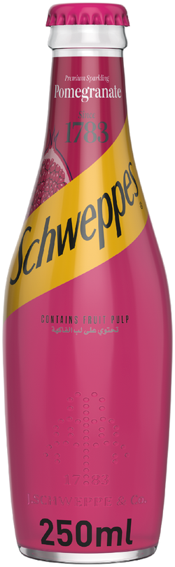 Schweppes Sparkling Pomegranate Drink Glass Bottle With Fruit Pulp - 250 Ml