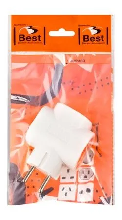 Best 2 Pin 3 Inputs Electrical Plug Adaptor - White - 1 Pcs